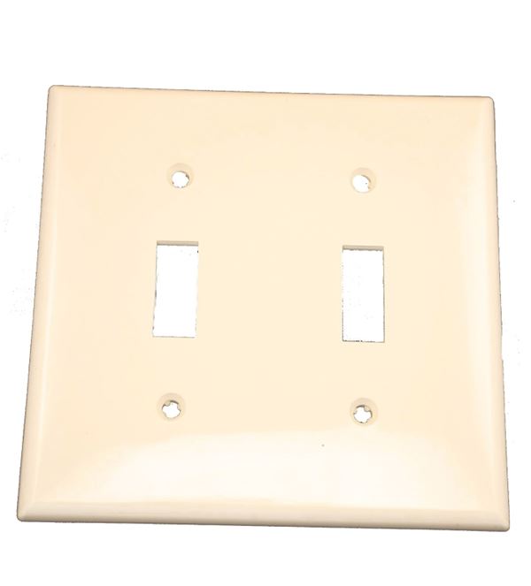 Leviton 011-80709-00T Wallplate, 4-1/2 in L, 2-3/4 in W, 2 -Gang, Nylon, Light Almond, Smooth