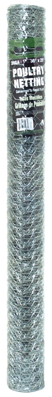 Jackson Wire 12 01 19 16 Poultry Hex Netting, 25 ft L, 36 in W, 20 Gauge, Hexagonal Mesh, 1 in Mesh, Galvanized