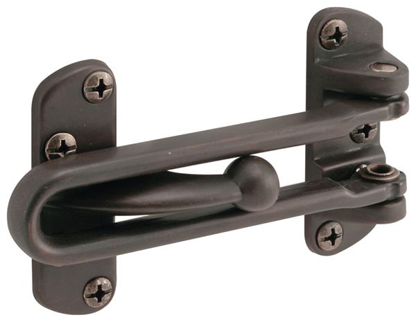 Defender Security U 10309 Swing Bar Lock, 3-7/8 in L, 2-1/2 in W, Zinc, Classic Bronze