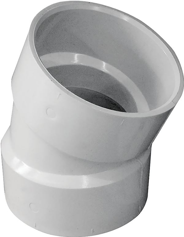 Canplas 192553 Pipe Elbow, 3 in, Hub, 22.5 deg Angle, PVC, White