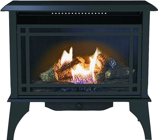 Kozy World GSD2845 Gas Stove, 31.93 in W, 28.28 in H, 30,000 Btu Heating, Liquid Propane, Steel, Black