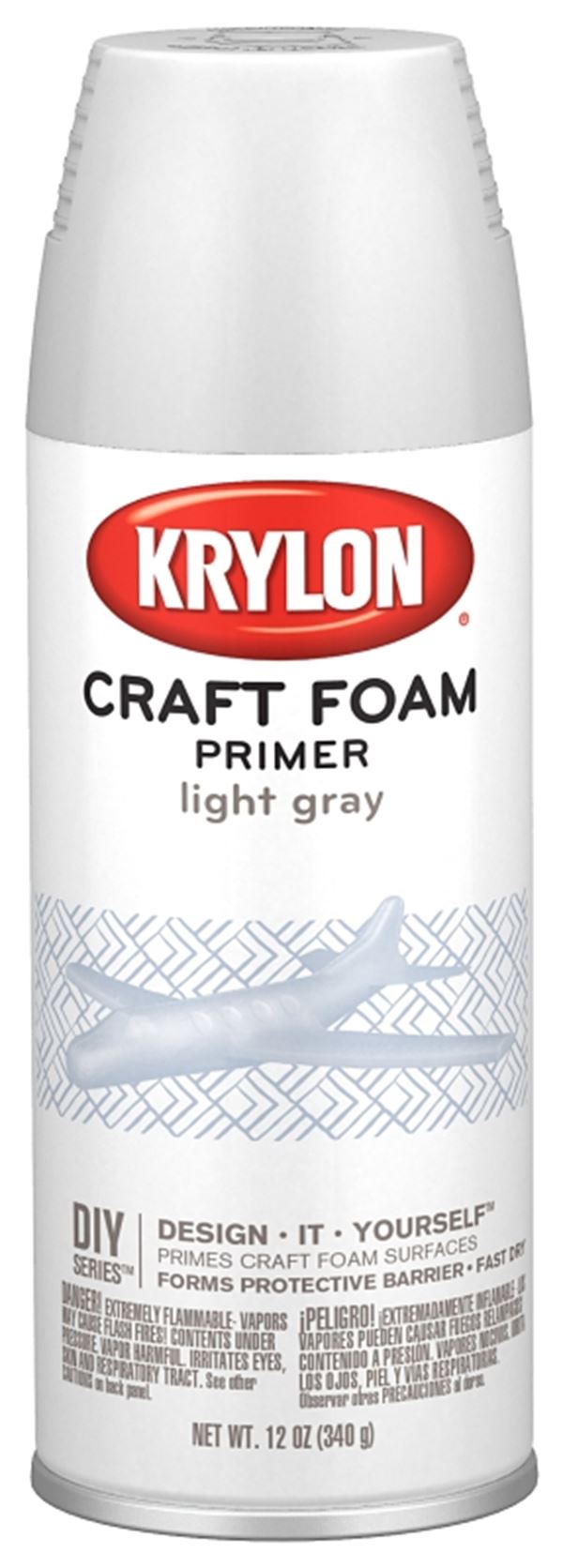 Krylon K05055007 Craft Foam Primer, Light Gray, 12 oz