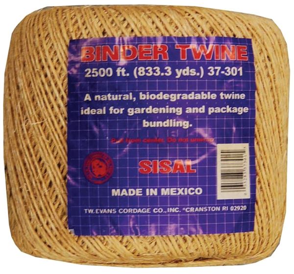 T.W. Evans Cordage 37-301 Binder Twine, #5 Dia, 2500 ft L, Sisal, Natural Tan