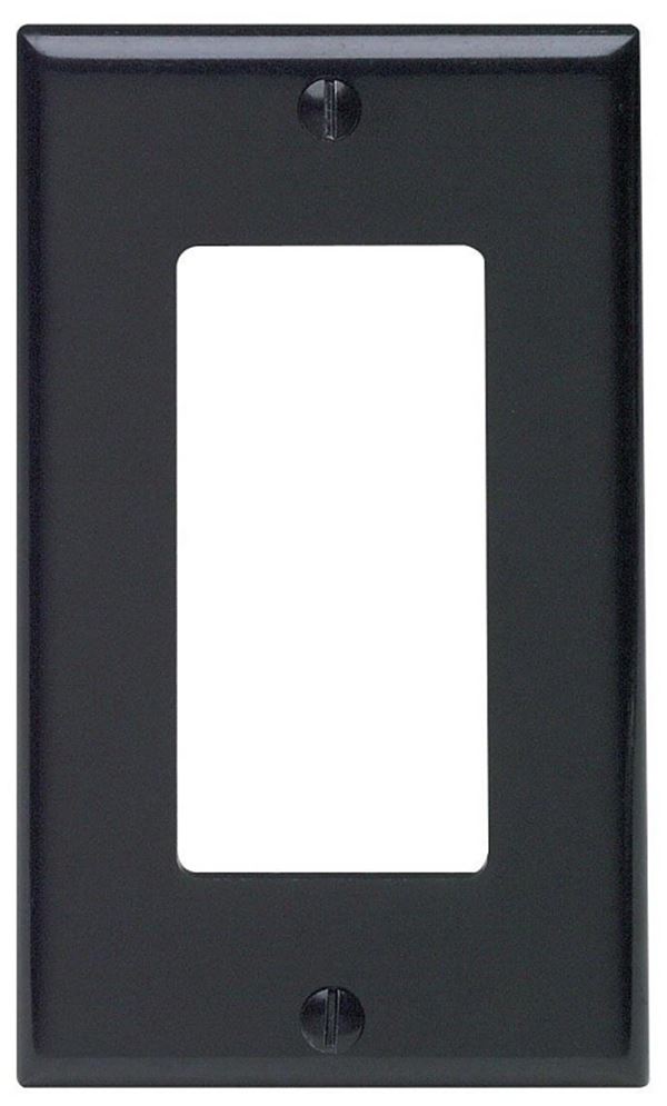 Leviton 80401-E Wallplate, 4-1/2 in L, 2-3/4 in W, 1-Gang, Thermoset Plastic, Black, Smooth