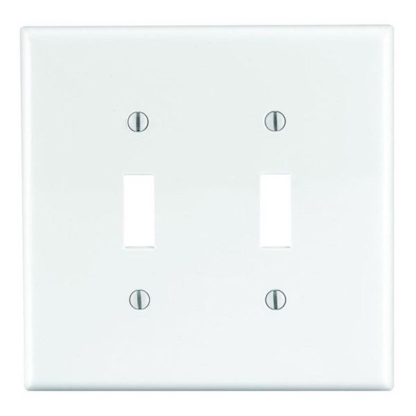 Leviton PJ2-W Wallplate, 4-7/8 in L, 4.94 in W, 2 -Gang, Nylon, White