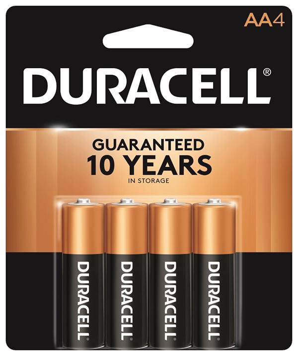 Duracell COPPERTOP MN1500 Series MN1500B4Z Battery, 1.5 V Battery, AA Battery, Alkaline, Manganese Dioxide