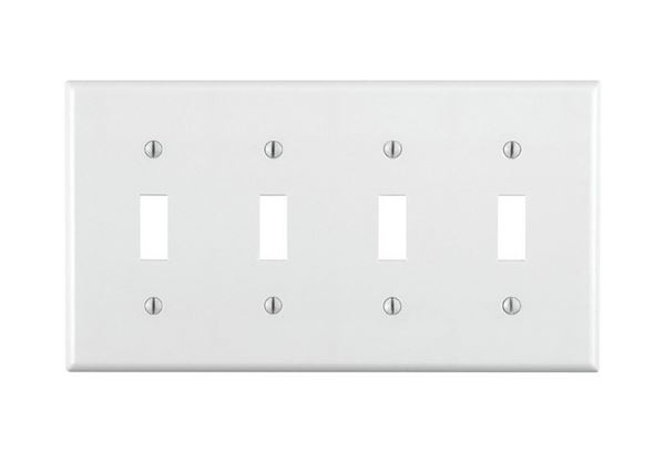 Leviton 001-88012-000 Wallplate, 4-1/2 in L, 2-3/4 in W, 4 -Gang, Thermoset, White, Smooth