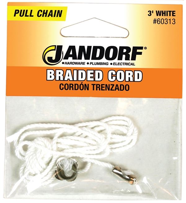 Jandorf 60313 Pull Chain, 3 ft L Chain, White