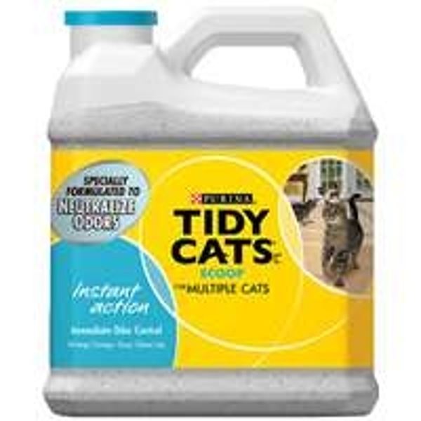 Tidy Cats Instant Action 7023011716 Cat Litter, 14 lb Capacity, Gray/Tan, Granular Jug