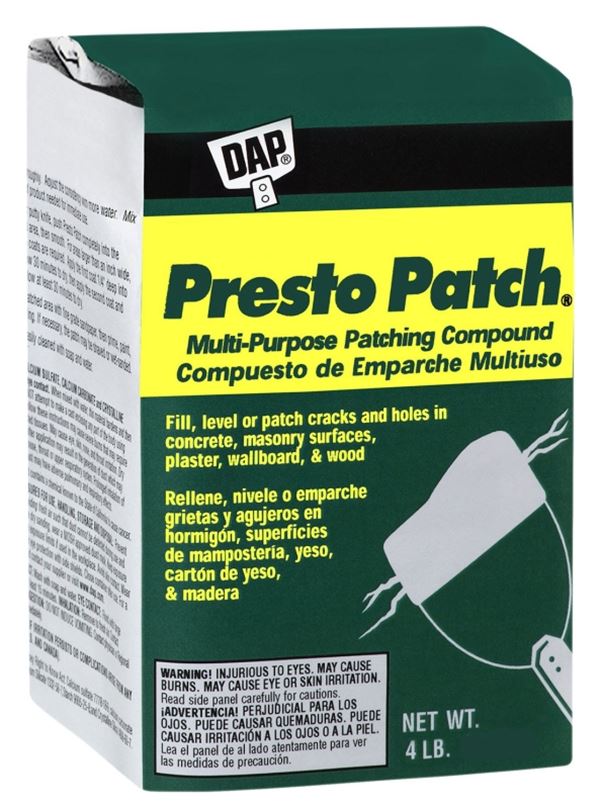 DAP Presto Patch 58505 Patching Compound, White, 4 lb Bag