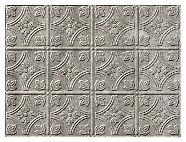 Fasade D6021 Backsplash Panel, 24 in L, 18 in W, Thermoplastic, Silver, Pack of 5