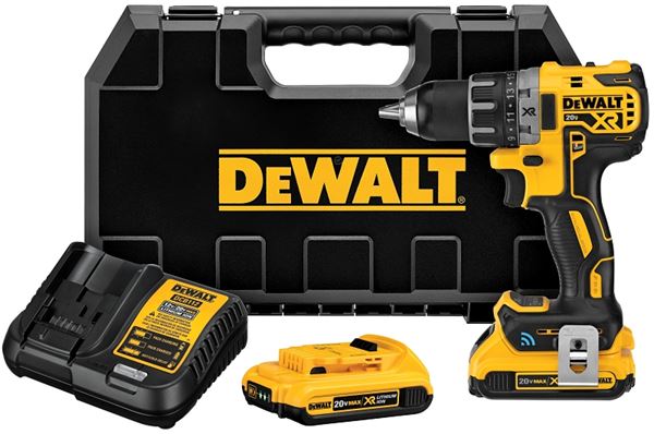 DeWALT TOOL CONNECT DCD797D2 Compact Hammer Drill Kit, Battery Included, 20 V, 2 Ah, 1/2 in Chuck, Keyless Chuck