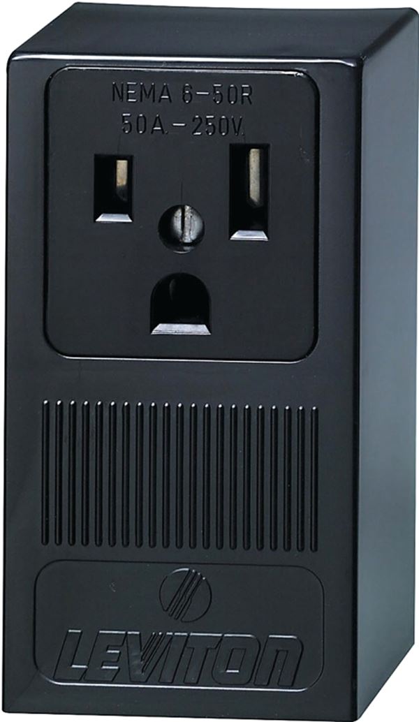 Leviton B01-05378-000 Electrical Receptacle, 2 -Pole, 125/250 V, 50 A, NEMA: NEMA 6-50R, Black