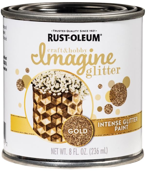 Rust-Oleum Imagine Craft & Hobby 345698 Intense Paint, Glitter Gold, 8 oz, Can