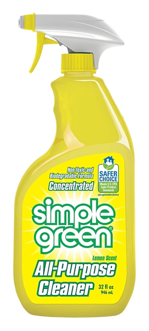 Simple Green 3010001214003 All-Purpose Cleaner, 32 oz Spray Bottle, Liquid, Lemon, Yellow