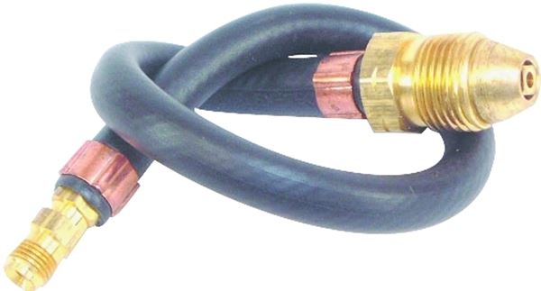 US Hardware RV-339B Propane Hose, 1/4 in, 15 in L, POL x Male Flare, Rubber, Black/Brass