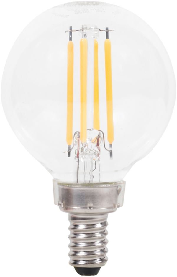 Sylvania 40849 Natural LED Bulb, Decorative, G16.5 Lamp, 40 W Equivalent, E12 Lamp Base, Dimmable, Clear, Daylight Light