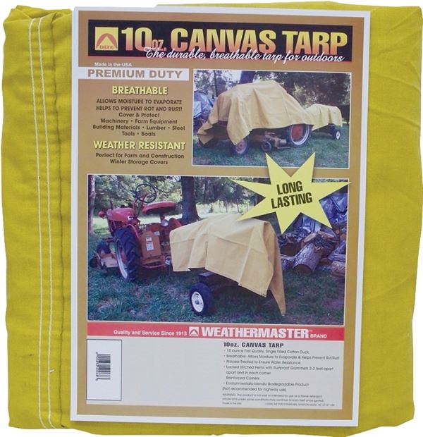 Dize Weathermaster CA1012D Tarpaulin, 12 ft L, 10 ft W, Canvas, Tan