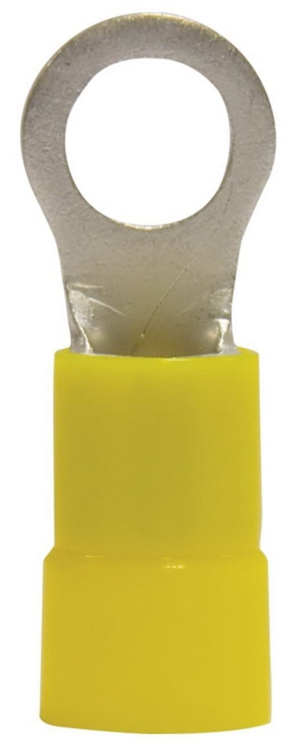 Gardner Bender 14-098 Ring Terminal, 600 V, 4 AWG Wire, 3/8 in Stud, Vinyl Insulation, Yellow, 4/PK