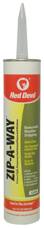 Red Devil ZIP-A-WAY 0606 Removable Sealant, Clear, 10 to 100 deg F, 10.1 oz