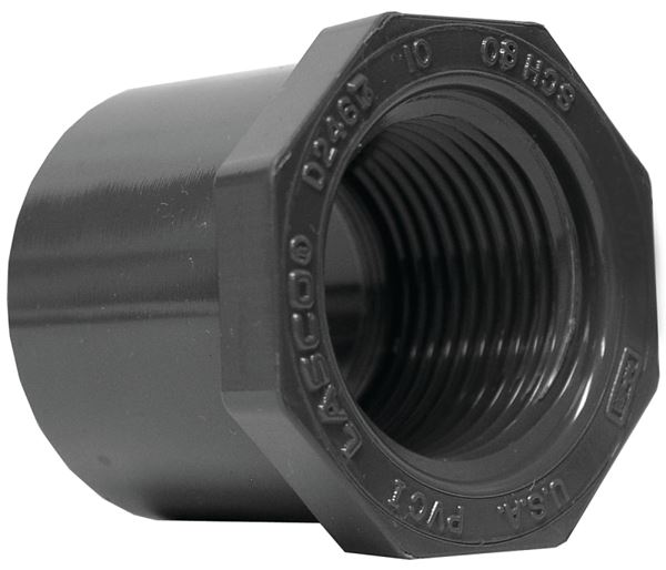 Lasco 838250BC Reducing Bushing, 2 x 1-1/4 in, Spigot x Female, PVC, SCH 80 Schedule