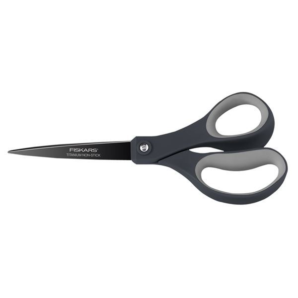 Fiskars 1067268 Everyday Scissor, 8 in OAL, Stainless Steel Blade, Soft Grip Handle, Gray Handle