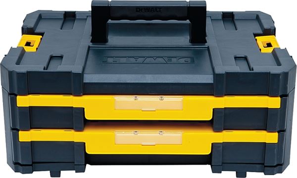 DeWALT TSTAK IV Series DWST17804 Double Shallow Drawer, 16.5 lb, Plastic, Black/Gold/Yellow, 2-Drawer