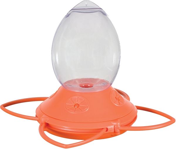 Perky-Pet 449-2 Bird Feeder, 32 oz, 4-Port/Perch, Plastic, Clear/Orange