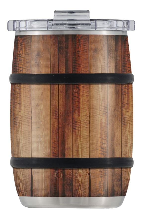 Orca BAR12OWG Whiskey Barrel Cup, 18/8 Stainless Steel, Oak Wood Grain, Powder-Coated