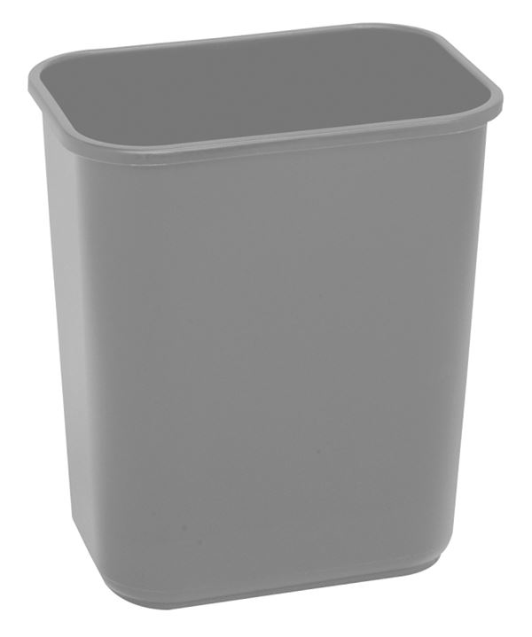 Continental Commercial 2818GY Waste Basket, 28.125 qt, Plastic, Gray, 15 in H