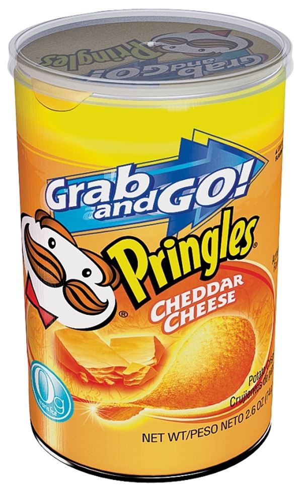 Pringles 84561 Potato Chips, Cheddar, Cheese Flavor, 2.5 oz Can, Pack of 12