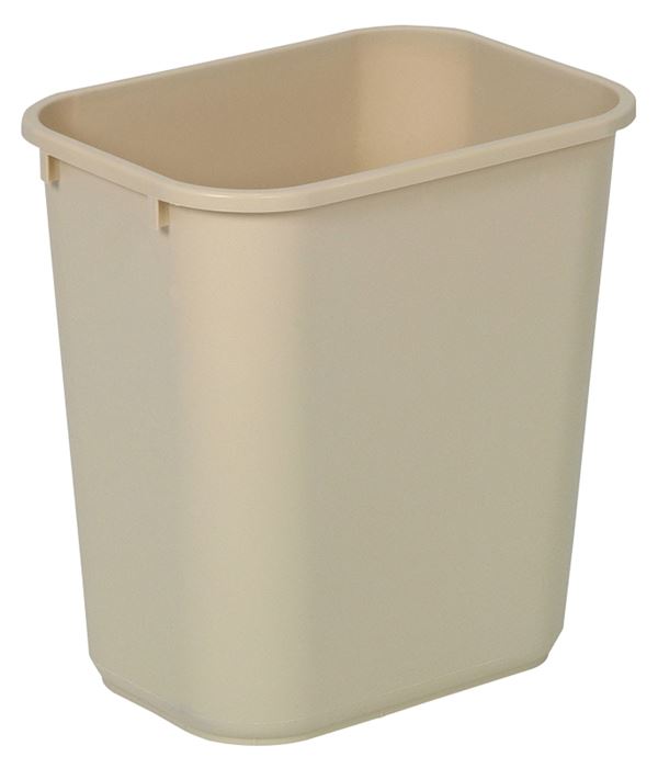 Continental Commercial 2818BE Waste Basket, 28.125 qt, Plastic, Beige, 15 in H