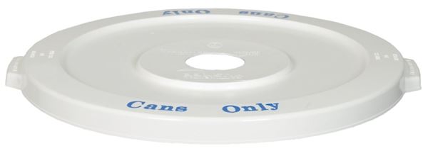 Continental Commercial Huskee 3201-1 Receptacle Lid, 32 gal, Plastic, White, For: #3200-1 Recycle Container