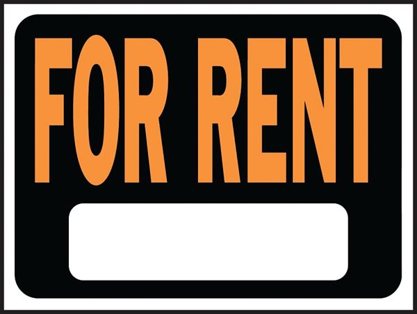 Hy-Ko Hy-Glo Series 3005 Identification Sign, Rectangular, FOR RENT, Fluorescent Orange Legend, Black Background, Pack of 10