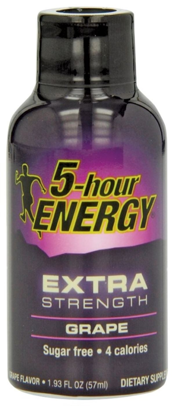 5-hour ENERGY 728127 Sugar-Free Energy Drink, Liquid, Grape Flavor, 1.93 oz Bottle, Pack of 12