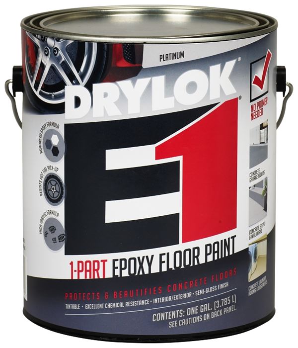 DRYLOK 23813 Epoxy Floor Paint, Semi-Gloss, Platinum, 1 gal, Pack of 2