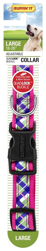 Ruffin'It 39748 Adjustable Dog Collar, 18 to 26 in L, 1 in W, Assorted, Pack of 3