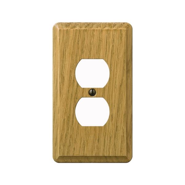 AmerTac Contemporary 901DL Outlet Wallplate, 5-1/4 in L, 3 in W, 1 -Gang, Wood, Light Oak, Screw Mounting