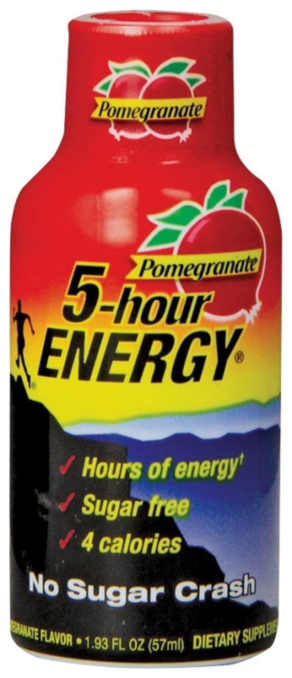 5-hour ENERGY 818125 Sugar-Free Energy Drink, Liquid, Pomegranate Flavor, 1.93 oz Bottle, Pack of 12