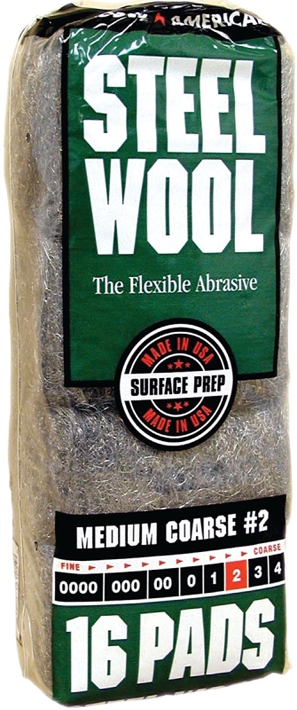 Homax 106605-06 Steel Wool, #2 Grit, Medium, Gray