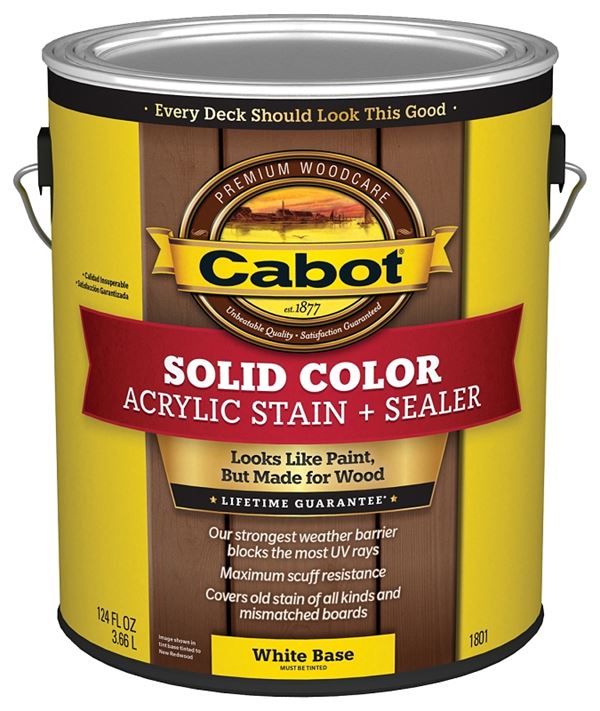 Cabot 140.0001801.007 Solid Stain, Low Luster, White Base, Liquid, 1 gal, Pack of 4