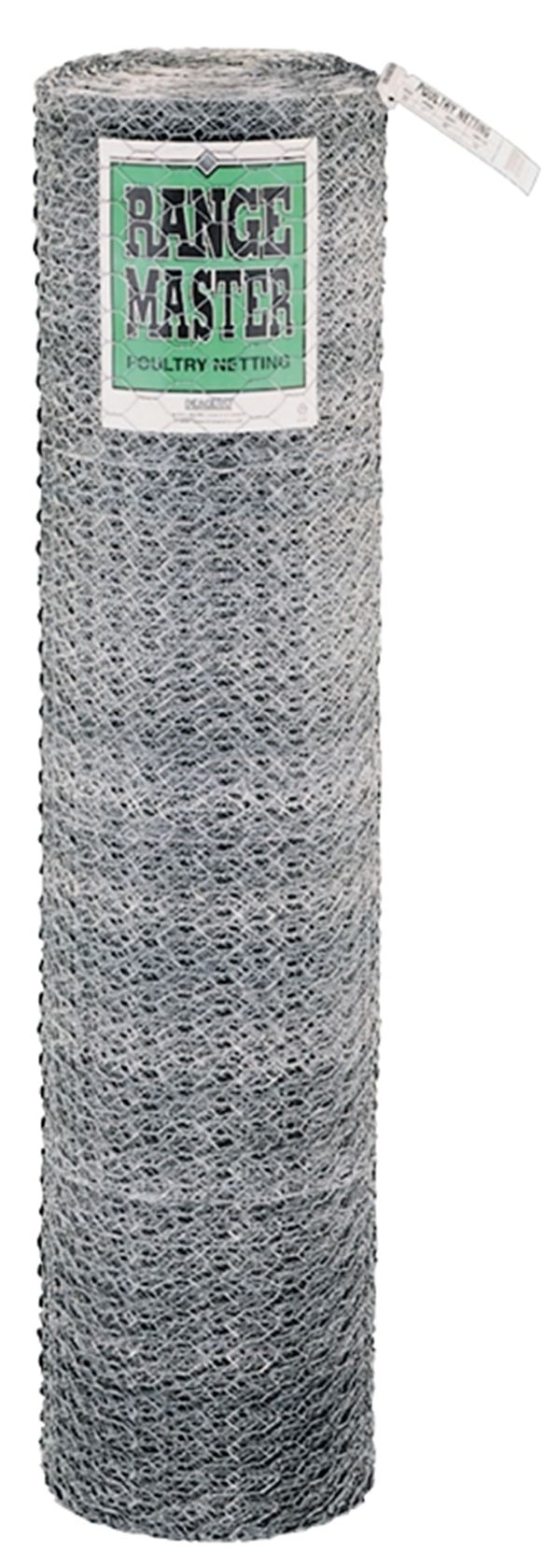 Rangemaster 6025 Poultry Net, 50 ft L, 24 in W, 20 Gauge, Hexagonal Mesh, 2 in Mesh, Steel