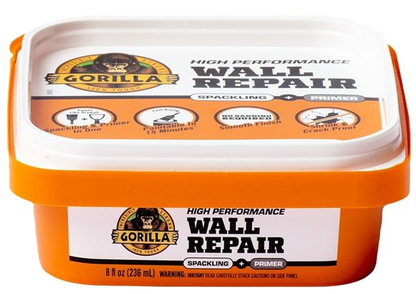 Gorilla 107054 High-Performance Wall Repair, Semi-Solid, Off-White, 8 fl-oz Tub, Pack of 4