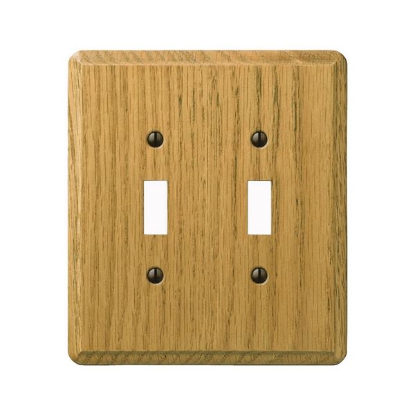 Amerelle 901TTL Wallplate, 5-3/8 in L, 4-7/8 in W, 2 -Gang, Oak Wood, Oak Wood