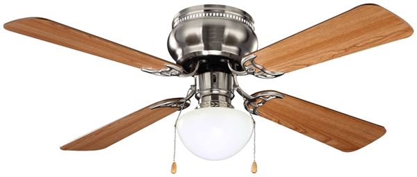 Boston Harbor Ceiling Fan, 3-Speed, 4-Blade, 42 in Sweep, Dark Walnut/Cherry, With Lights: Yes