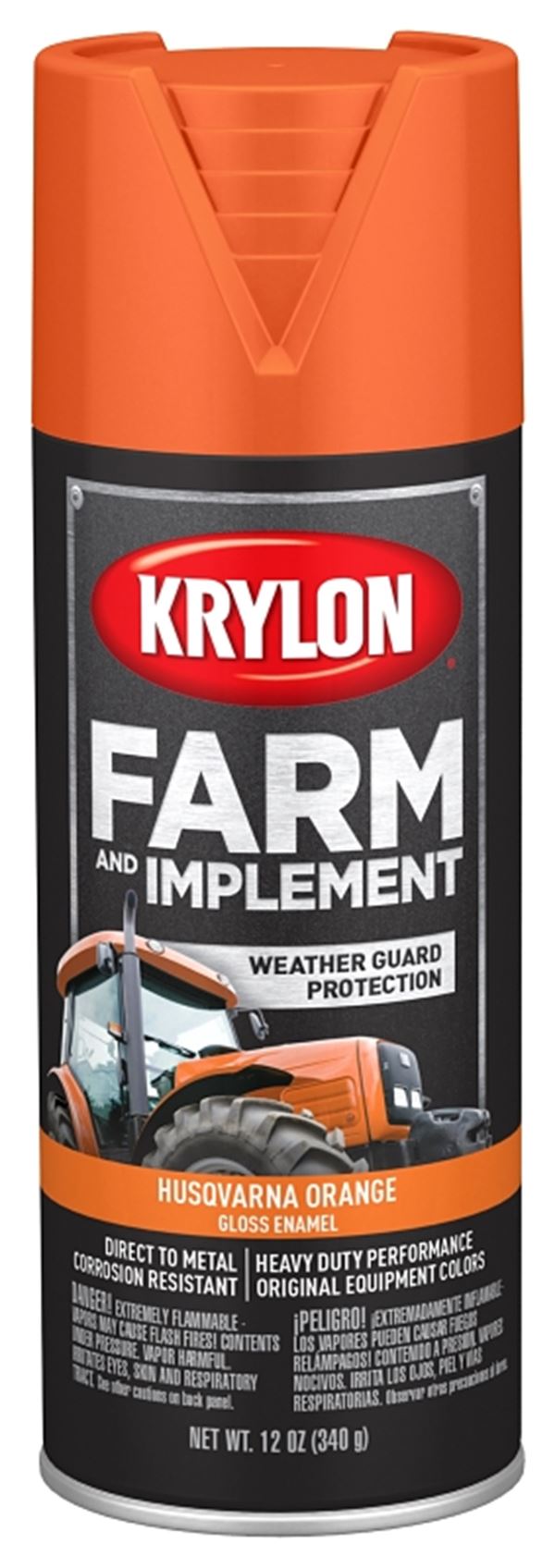 Krylon K01961777 Farm Equipment Spray, High-Gloss, Husqvarna Orange, 12 oz, Pack of 6