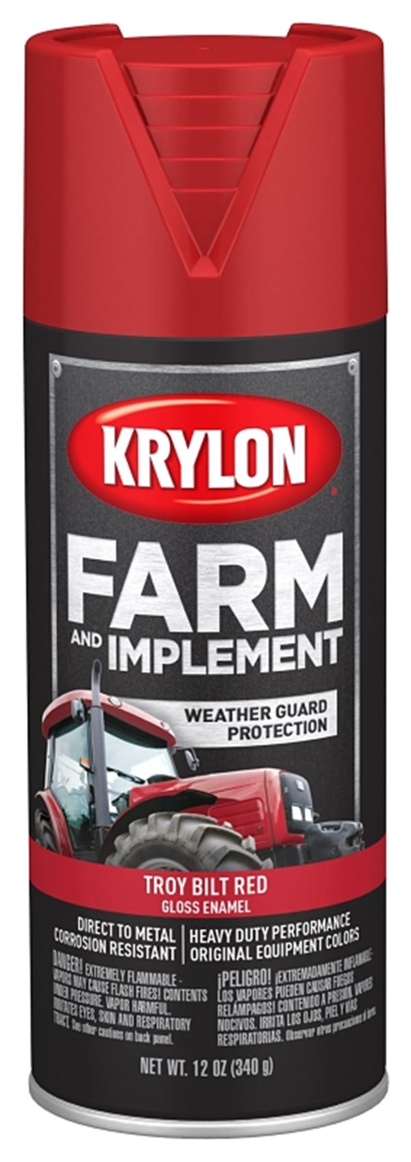 Krylon K01960777 Farm Equipment Spray, High-Gloss, Troy Bilt Red, 12 oz, Pack of 6