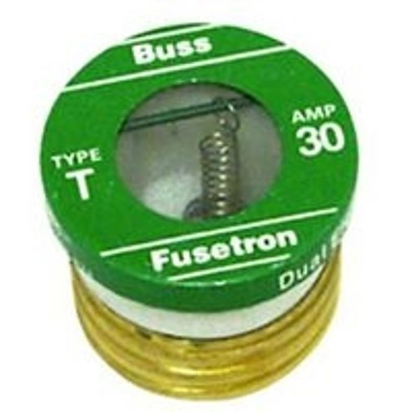 Bussmann T-30 Plug Fuse, 30 A, 125 V, 10 kA Interrupt, Plastic Body, Low Voltage, Time Delay Fuse