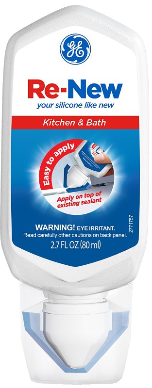 GE Re-New Series 2770459 Kitchen and Bath Caulk Sealant, White, 41 to 104 deg F, 2.7 oz, Tube