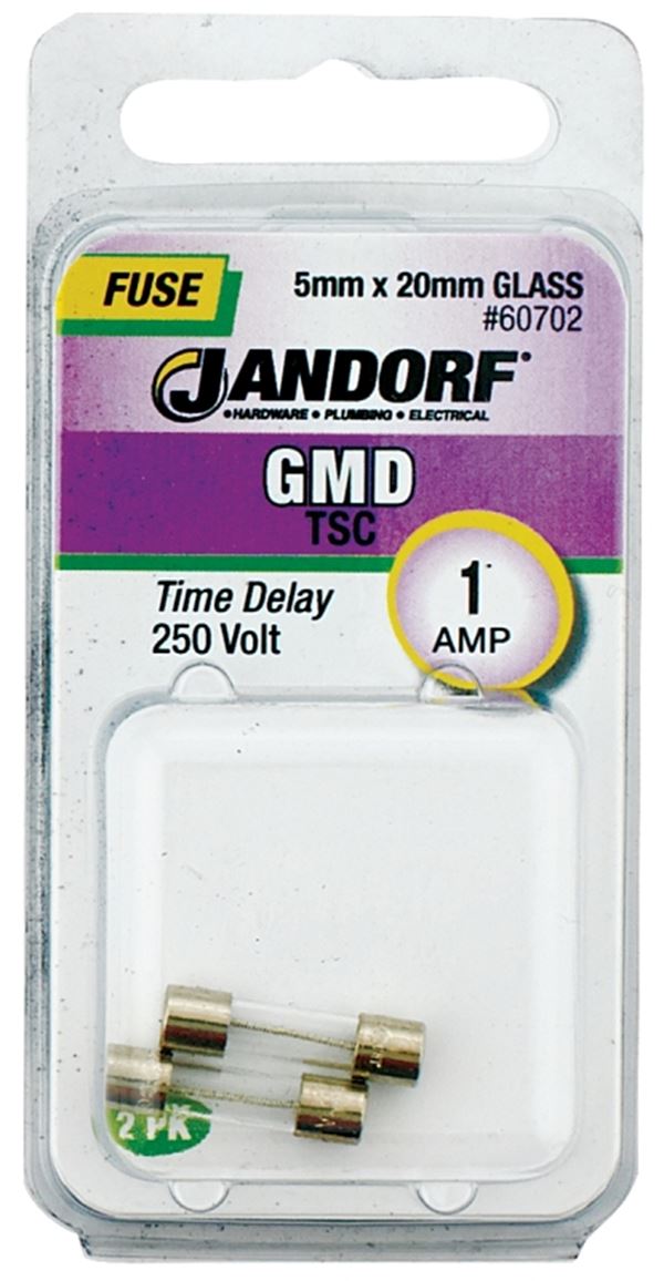 Jandorf 60702 Time Delay Fuse, 1 A, 250 V, 35 A, 10 kA Interrupt, Glass Body